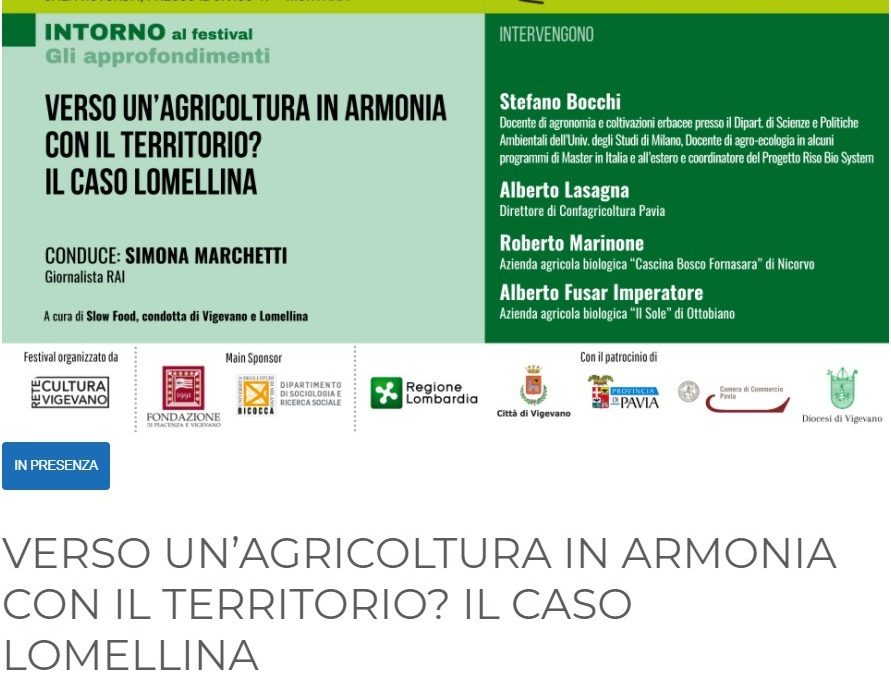 Verso un’agricoltura in armonia con il territorio? Il caso Lomellina